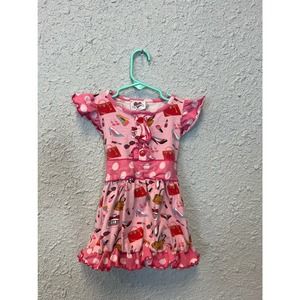 Girls Ann Loren Boutique Shirt With Tie Size 4/5T Pink Polka Dots